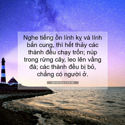 Picture 07 - Giê-rê-mi-a 4:29 VIE - Nghe tiếng ồn lính kỵ và lính bắn - Bible Verse Picture