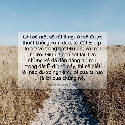 Picture 07 - Giê-rê-mi-a 44:28 VIE - Chỉ có một số rất ít người sẽ - Bible Verse Picture