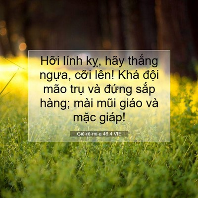 Picture 07 - Giê-rê-mi-a 46:4 VIE - Hỡi lính kỵ, hãy thắng ngựa, cỡi - Bible Verse Picture