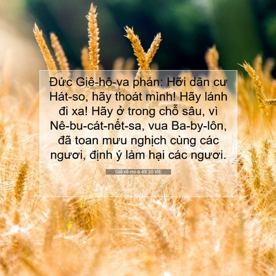 Picture 07 - Giê-rê-mi-a 49:30 VIE - Đức Giê-hô-va phán: Hỡi dân cư Hát-so, - Bible Verse Picture