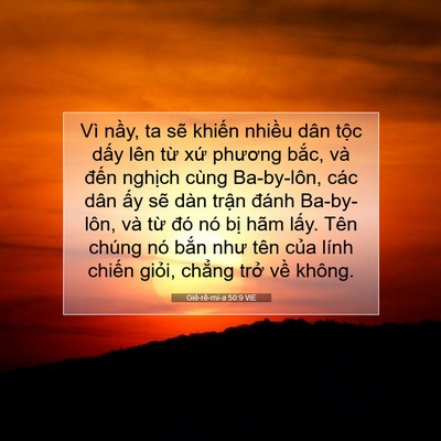 Picture 07 - Giê-rê-mi-a 50:9 VIE - Vì nầy, ta sẽ khiến nhiều dân tộc - Bible Verse Picture