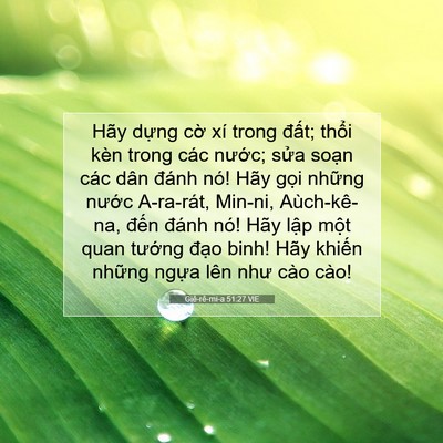 Picture 07 - Giê-rê-mi-a 51:27 VIE - Hãy dựng cờ xí trong đất; thổi kèn - Bible Verse Picture