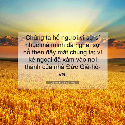 Picture 07 - Giê-rê-mi-a 51:51 VIE - Chúng ta hổ ngươi vì sự sỉ nhục mà - Bible Verse Picture