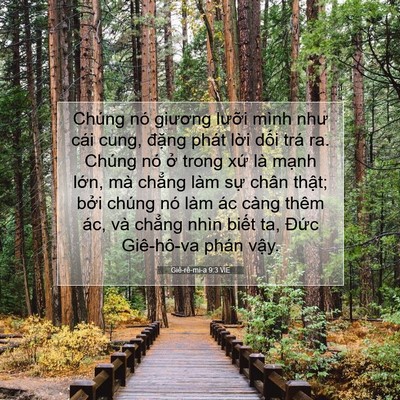 Picture 07 - Giê-rê-mi-a 9:3 VIE - Chúng nó giương lưỡi mình như cái cung, - Bible Verse Picture