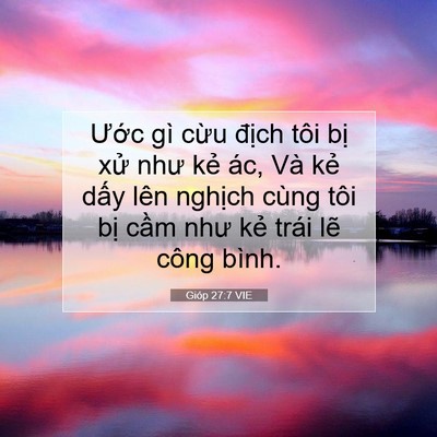 Picture 07 - Gióp 27:7 VIE - Ước gì cừu địch tôi bị xử như kẻ - Bible Verse Picture