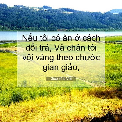 Picture 07 - Gióp 31:5 VIE - Nếu tôi có ăn ở cách dối trá, Và - Bible Verse Picture