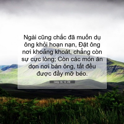 Picture 07 - Gióp 36:16 VIE - Ngài cũng chắc đã muốn dụ ông khỏi - Bible Verse Picture