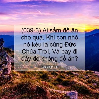 Picture 07 - Gióp 38:41 VIE - (039-3) Ai sắm đồ ăn cho quạ, Khi con - Bible Verse Picture