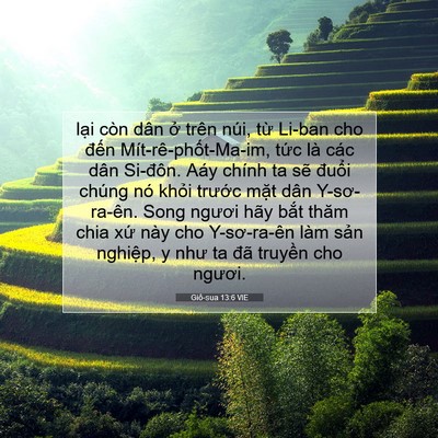 Picture 07 - Giô-sua 13:6 VIE - lại còn dân ở trên núi, từ Li-ban cho - Bible Verse Picture
