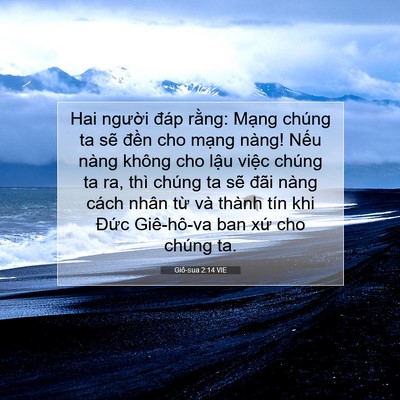 Picture 07 - Giô-sua 2:14 VIE - Hai người đáp rằng: Mạng chúng ta sẽ - Bible Verse Picture
