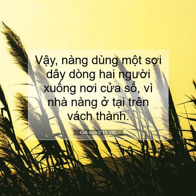 Picture 07 - Giô-sua 2:15 VIE - Vậy, nàng dùng một sợi dây dòng hai - Bible Verse Picture