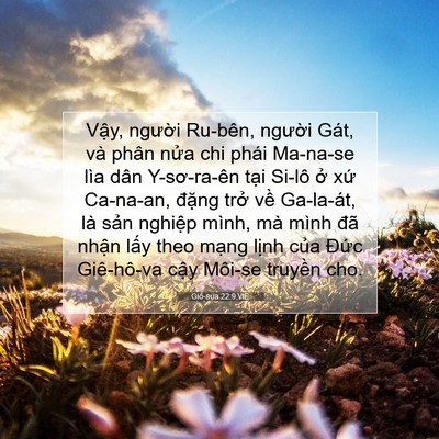 Picture 07 - Giô-sua 22:9 VIE - Vậy, người Ru-bên, người Gát, và phân - Bible Verse Picture