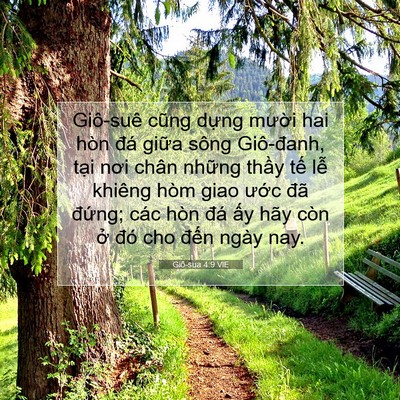 Picture 07 - Giô-sua 4:9 VIE - Giô-suê cũng dựng mười hai hòn đá - Bible Verse Picture