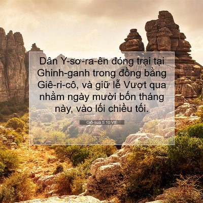 Picture 07 - Giô-sua 5:10 VIE - Dân Y-sơ-ra-ên đóng trại tại Ghinh-ganh - Bible Verse Picture