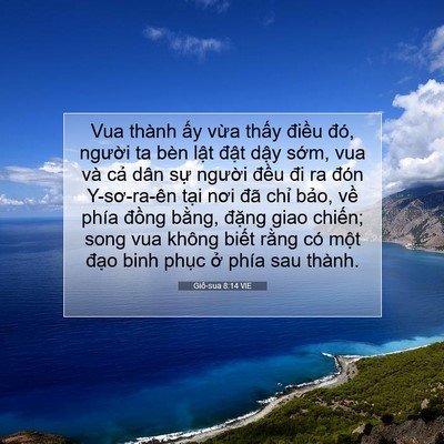 Picture 07 - Giô-sua 8:14 VIE - Vua thành ấy vừa thấy điều đó, - Bible Verse Picture