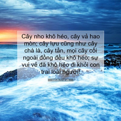 Picture 07 - Giô-ên 1:12 VIE - Cây nho khô héo, cây vả hao mòn; cây - Bible Verse Picture