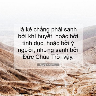 Picture 07 - Giăng 1:13 VIE - là kẻ chẳng phải sanh bởi khí huyết, - Bible Verse Picture