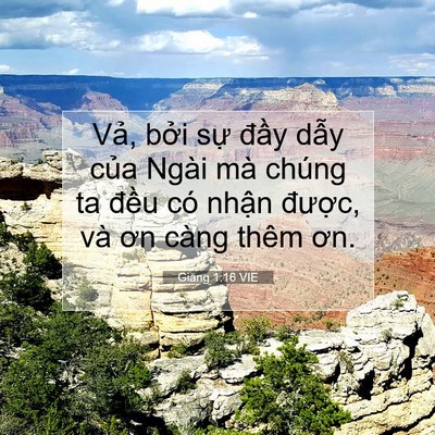 Picture 07 - Giăng 1:16 VIE - Vả, bởi sự đầy dẫy của Ngài mà - Bible Verse Picture