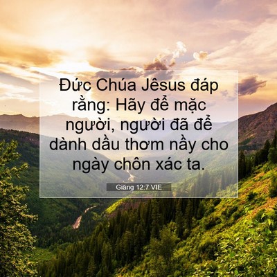 Picture 07 - Giăng 12:7 VIE - Đức Chúa Jêsus đáp rằng: Hãy để - Bible Verse Picture