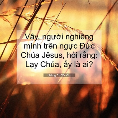 Picture 07 - Giăng 13:25 VIE - Vậy, người nghiêng mình trên ngực - Bible Verse Picture