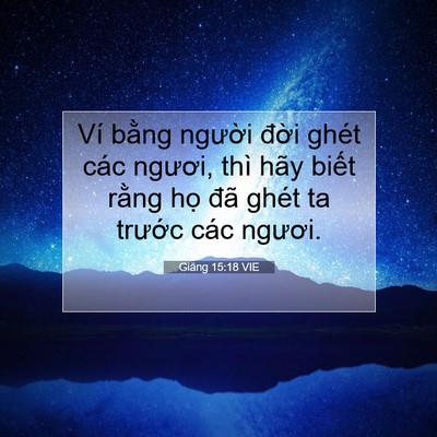 Picture 07 - Giăng 15:18 VIE - Ví bằng người đời ghét các ngươi, - Bible Verse Picture