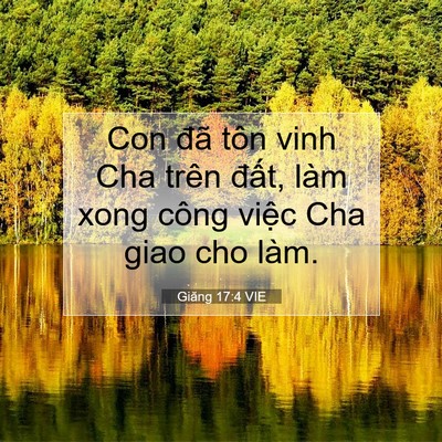 Picture 07 - Giăng 17:4 VIE - Con đã tôn vinh Cha trên đất, làm xong - Bible Verse Picture