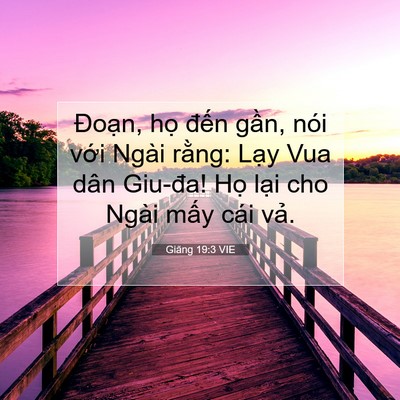 Picture 07 - Giăng 19:3 VIE - Đoạn, họ đến gần, nói với Ngài - Bible Verse Picture