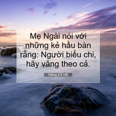 Picture 07 - Giăng 2:5 VIE - Mẹ Ngài nói với những kẻ hầu bàn - Bible Verse Picture