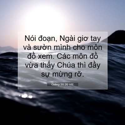 Picture 07 - Giăng 20:20 VIE - Nói đoạn, Ngài giơ tay và sườn mình - Bible Verse Picture