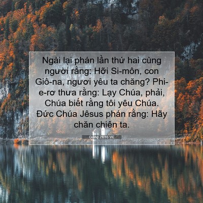 Picture 07 - Giăng 21:16 VIE - Ngài lại phán lần thứ hai cùng người - Bible Verse Picture