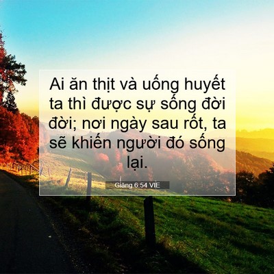 Picture 07 - Giăng 6:54 VIE - Ai ăn thịt và uống huyết ta thì được - Bible Verse Picture