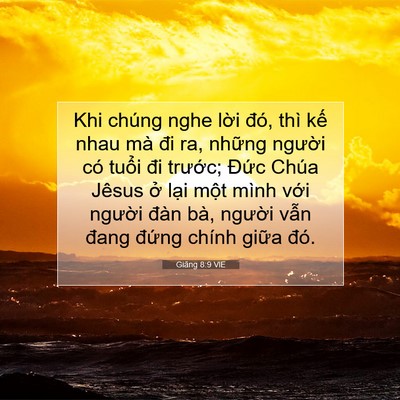 Picture 07 - Giăng 8:9 VIE - Khi chúng nghe lời đó, thì kế nhau mà - Bible Verse Picture