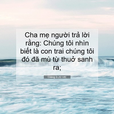 Picture 07 - Giăng 9:20 VIE - Cha mẹ người trả lời rằng: Chúng tôi - Bible Verse Picture