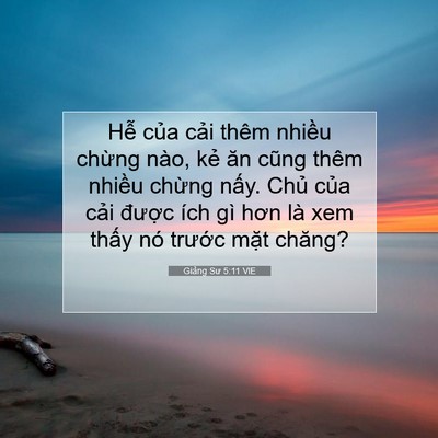 Picture 07 - Giảng Sư 5:11 VIE - Hễ của cải thêm nhiều chừng nào, kẻ - Bible Verse Picture