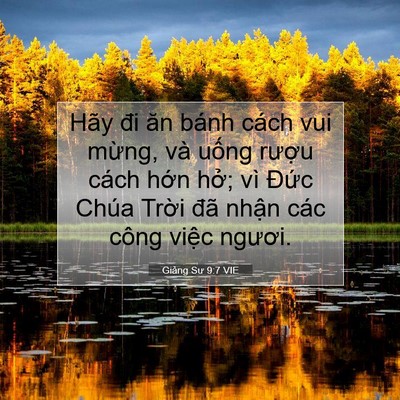 Picture 07 - Giảng Sư 9:7 VIE - Hãy đi ăn bánh cách vui mừng, và uống - Bible Verse Picture
