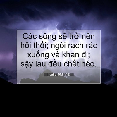 Picture 07 - I-sai-a 19:6 VIE - Các sông sẽ trở nên hôi thối; ngòi - Bible Verse Picture