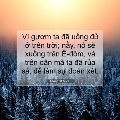 Picture 07 - I-sai-a 34:5 VIE - Vì gươm ta đã uống đủ ở trên trời; - Bible Verse Picture