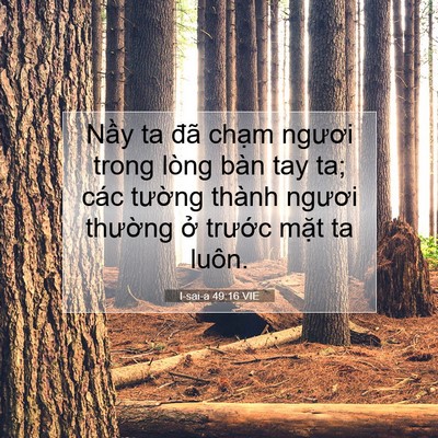 Picture 07 - I-sai-a 49:16 VIE - Nầy ta đã chạm ngươi trong lòng bàn tay - Bible Verse Picture