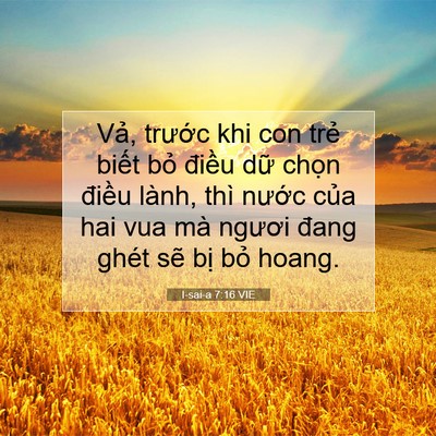 Picture 07 - I-sai-a 7:16 VIE - Vả, trước khi con trẻ biết bỏ điều - Bible Verse Picture