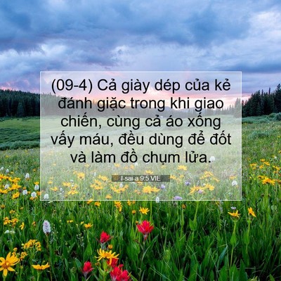 Picture 07 - I-sai-a 9:5 VIE - (09-4) Cả giày dép của kẻ đánh giặc - Bible Verse Picture