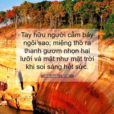Picture 07 - Khải Huyền 1:16 VIE - Tay hữu người cầm bảy ngôi sao; miệng - Bible Verse Picture