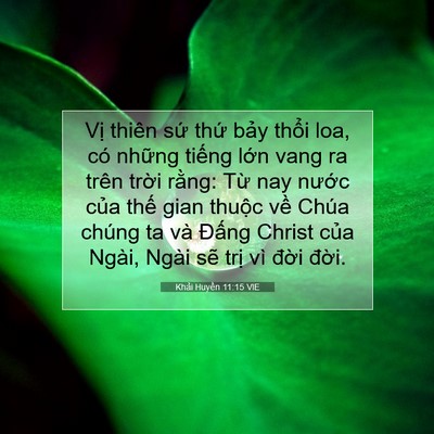 Picture 07 - Khải Huyền 11:15 VIE - Vị thiên sứ thứ bảy thổi loa, có - Bible Verse Picture