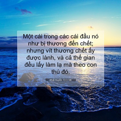 Picture 07 - Khải Huyền 13:3 VIE - Một cái trong các cái đầu nó như bị - Bible Verse Picture