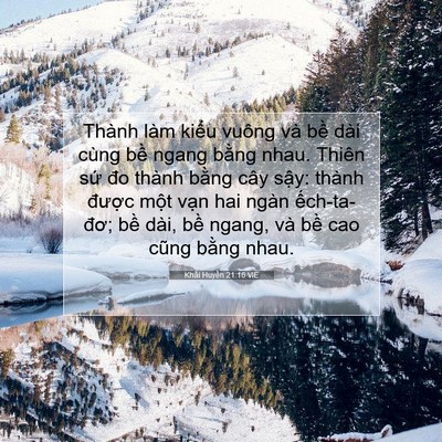 Picture 07 - Khải Huyền 21:16 VIE - Thành làm kiểu vuông và bề dài cùng - Bible Verse Picture