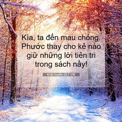 Picture 07 - Khải Huyền 22:7 VIE - Kìa, ta đến mau chóng. Phước thay cho - Bible Verse Picture