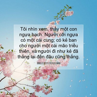 Picture 07 - Khải Huyền 6:2 VIE - Tôi nhìn xem, thấy một con ngựa bạch. - Bible Verse Picture