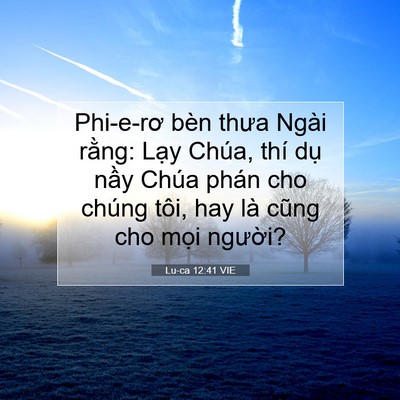Picture 07 - Lu-ca 12:41 VIE - Phi-e-rơ bèn thưa Ngài rằng: Lạy Chúa, - Bible Verse Picture
