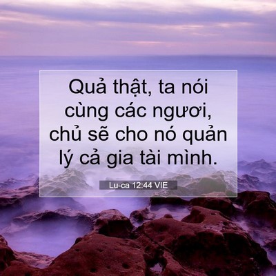 Picture 07 - Lu-ca 12:44 VIE - Quả thật, ta nói cùng các ngươi, chủ - Bible Verse Picture