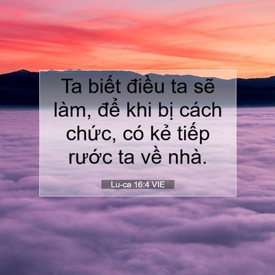 Picture 07 - Lu-ca 16:4 VIE - Ta biết điều ta sẽ làm, để khi bị - Bible Verse Picture