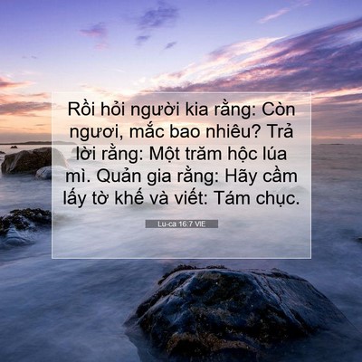 Picture 07 - Lu-ca 16:7 VIE - Rồi hỏi người kia rằng: Còn ngươi, - Bible Verse Picture